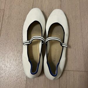 Rothy’s Cream Mary Jane Flats with Black Trim